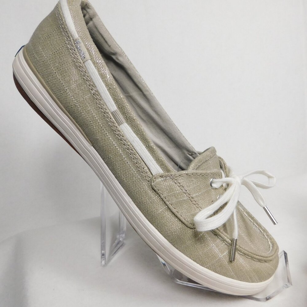 KEDS Ortholite Women's Size 8 Beige Glimmer Slip On Boat or Beach Shoes/Sneakers